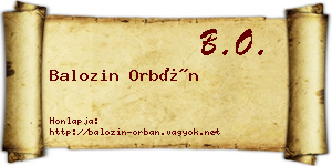 Balozin Orbán névjegykártya
